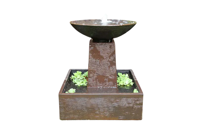 Aquarius Galleria Fountain with Curved Bronze-Inspired Details