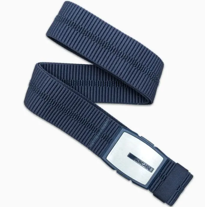 Arcade Stamped Leather Belt – Navy Finish