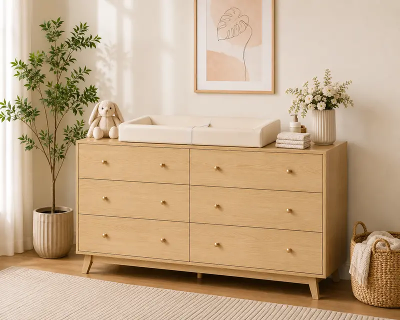 Ariel 6-Drawer Natural Finish Dresser