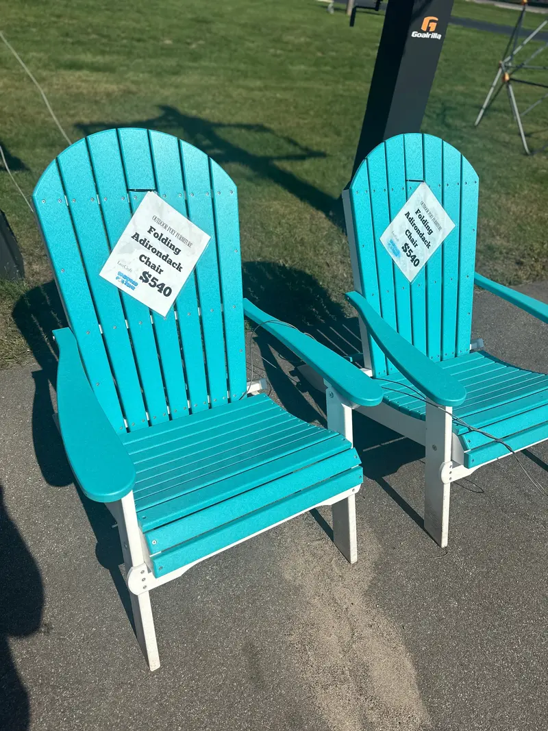 Aruba Blue and White Folding Poly Adirondack Chair