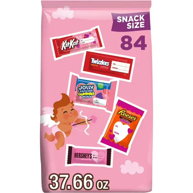 Assorted Valentine’s Flavored Snack-Sized Candies – 84 Pieces