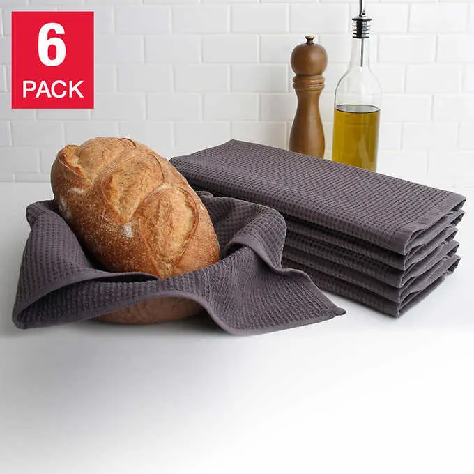 Authentic Turkish Kitchen Towel Set – 6-Piece Cotton Waffle Weave