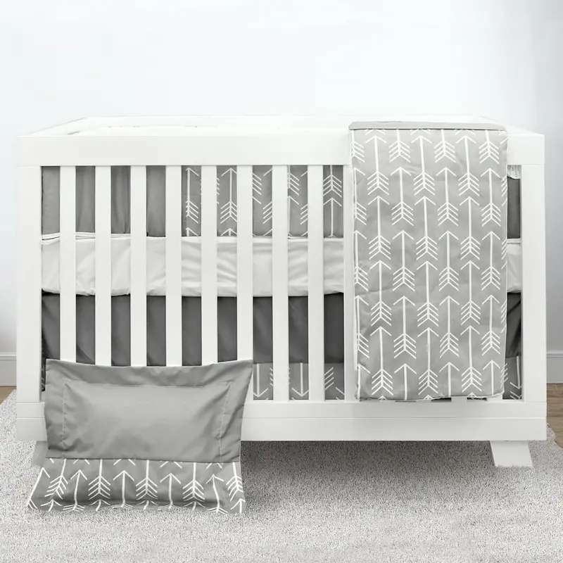 Baby Arrows Modern 7-Piece Crib Bedding Set – White and Grey