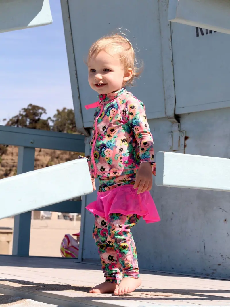 Baby Two-Piece Swim Set – Baby Poppies Print