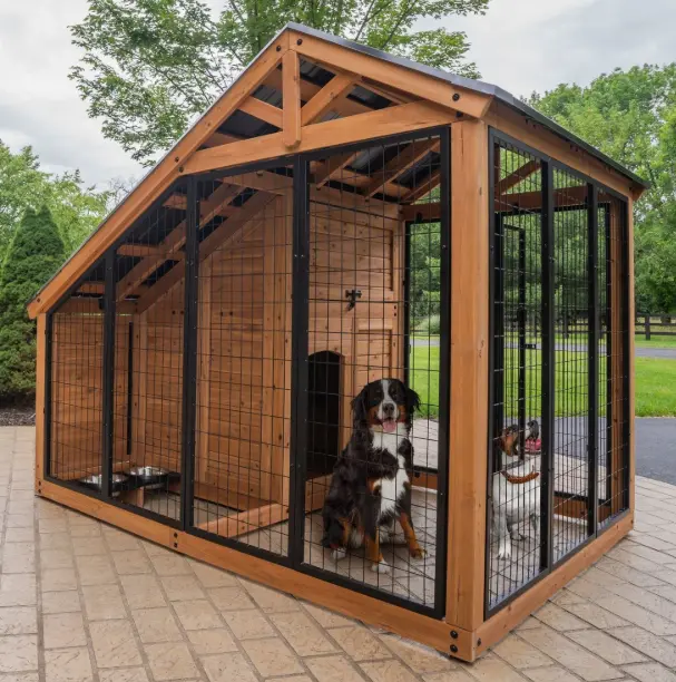 Backyard Cedar Dog Kennel – 7′ x 5′ Outdoor Kennel with Feeding Access Door