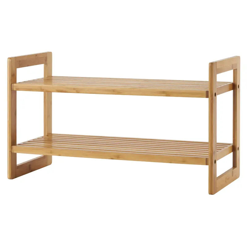 Bamboo Shoe Rack Set – Space-Saving 2-Tier Organizer, Twin Pack