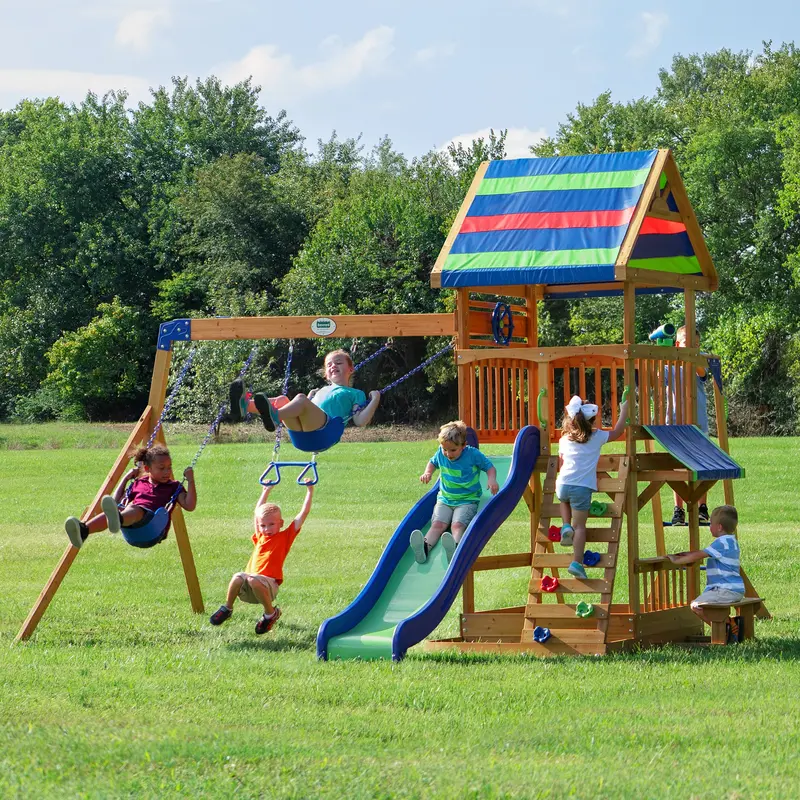 Beachfront-Themed Backyard Swing Set