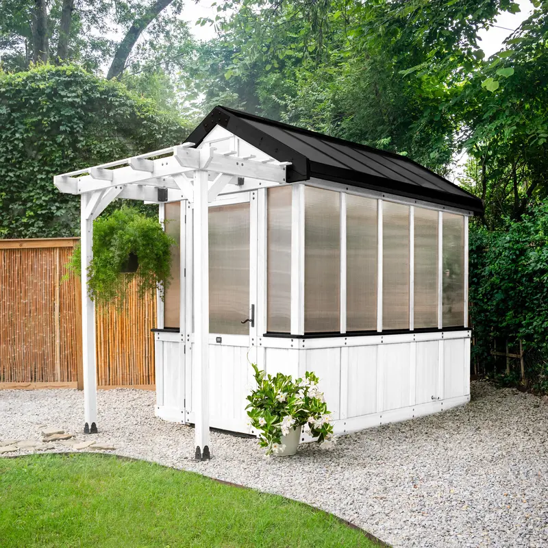 Bellerose 9×6 Greenhouse – Sleek White Aluminum Frame Structure