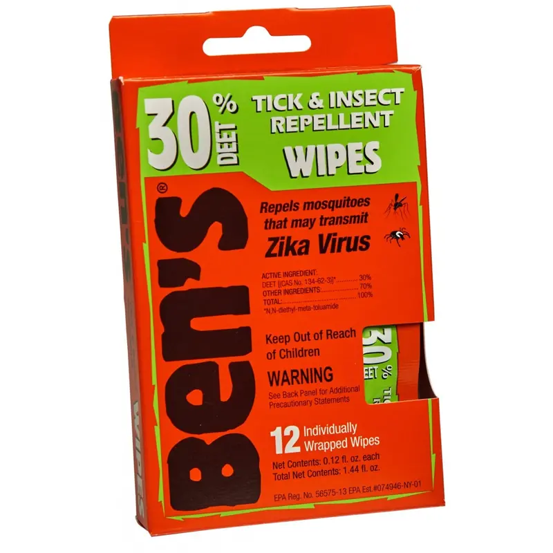 Ben’s 30% DEET Tick & Insect Repellent Wipes
