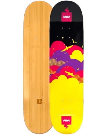 Bird Clouds Skateboard Deck by SUTSU