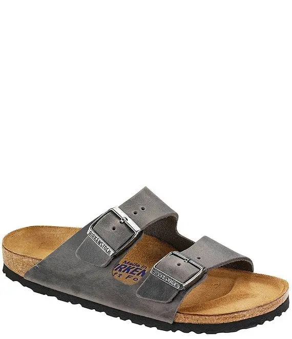 Birkenstock Arizona Oiled Leather Sandals – Iron, Men’s