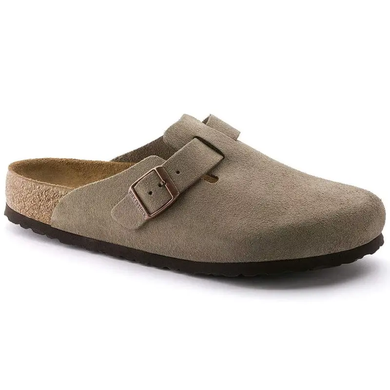 Birkenstock Boston Clog – Men’s Suede Leather Sandal in Taupe
