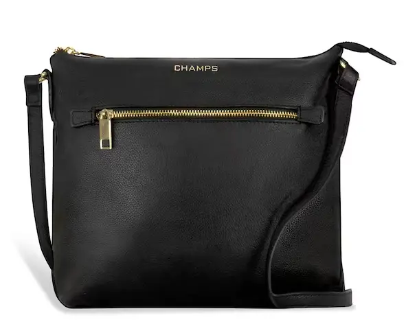 Black Leather Crossbody Tote Bag – Slim & Stylish