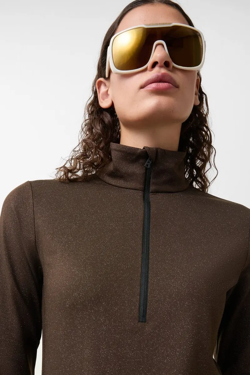 Bogner First Layer Margo Top for Women – Merino Blend Base Layer in Chocolate