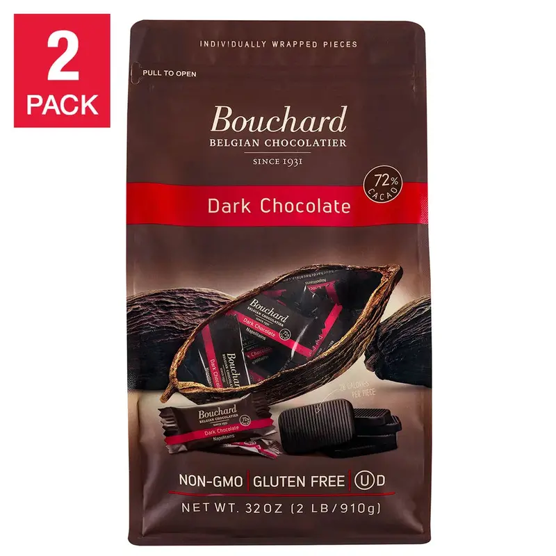 Bouchard Belgian Napolitains Dark Chocolate – 32 oz Two-Pack