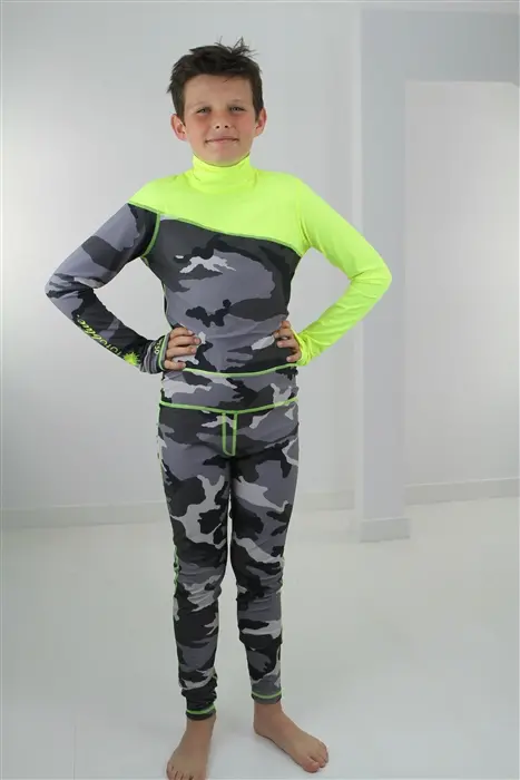 Boys’ Grey & Yellow Camo UPF 50+ Full-Body Swim Suit