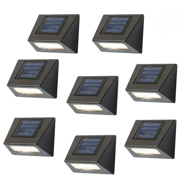 Bronze-Finished Solar LED Deck Lights – Integrated Downcast Design, 8-Pack