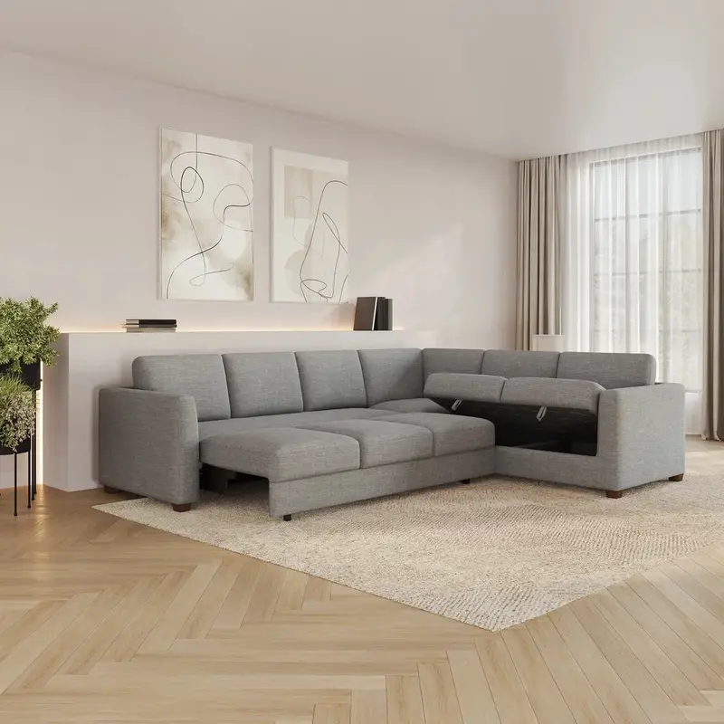 Caler Convertible Sectional Sleeper Sofa with Multi-Function Storage