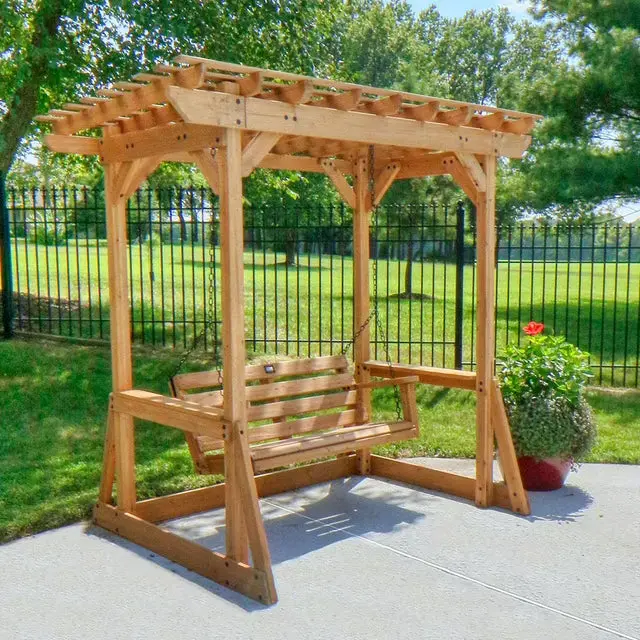 Callahan Cedar Pergola-Mounted Swing with Elegant Arched Design