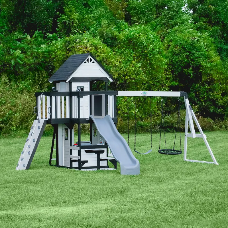 Canyon Creek White Powder-Coated Swing Set