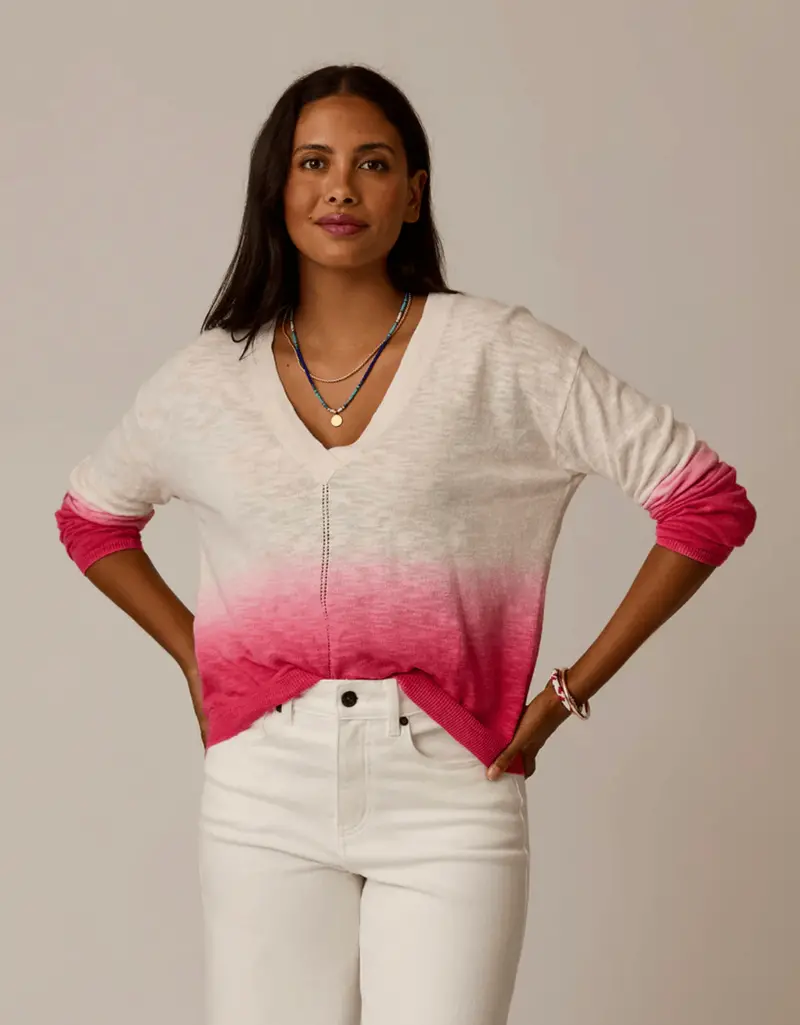 Carve Designs Georgie Dye-Effect Knit Sweater for Women – Watermelon Dip Dye