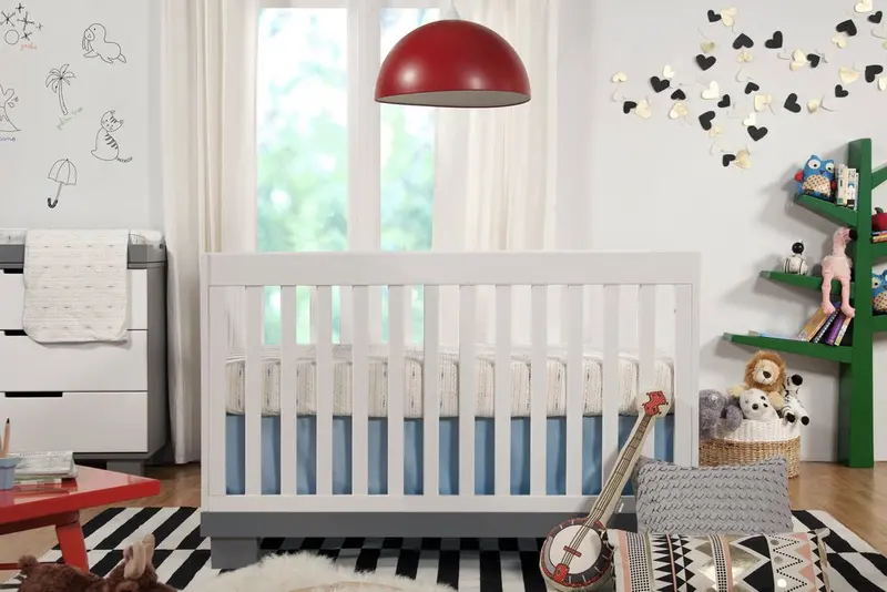 Caspian 4-in-1 Convertible Crib in White and Grey Combination