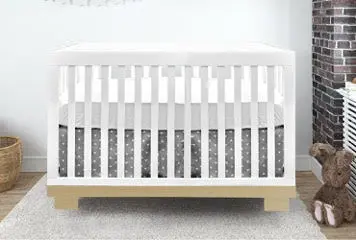 Caspian 4-in-1 Convertible Crib in White and Natural Wood