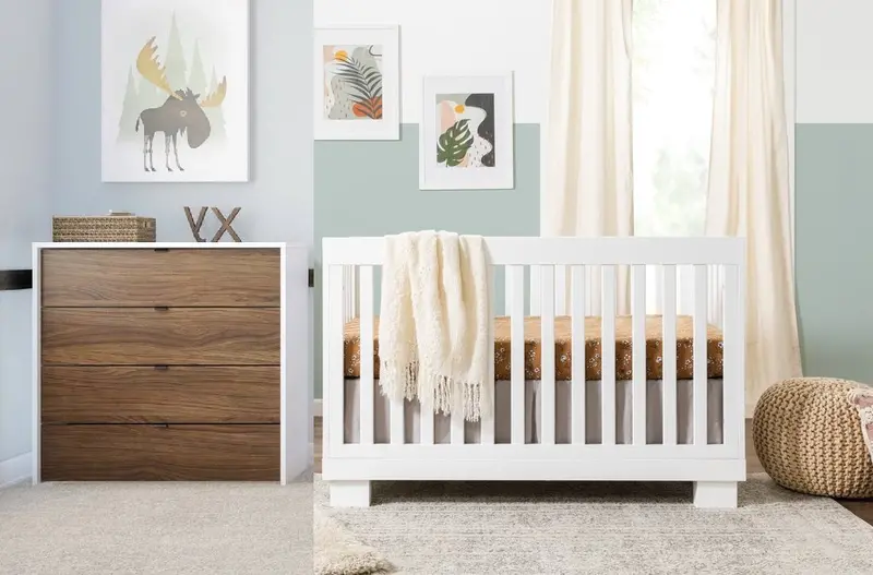 Caspian III 2-Piece Nursery Set – White and Walnut Accents