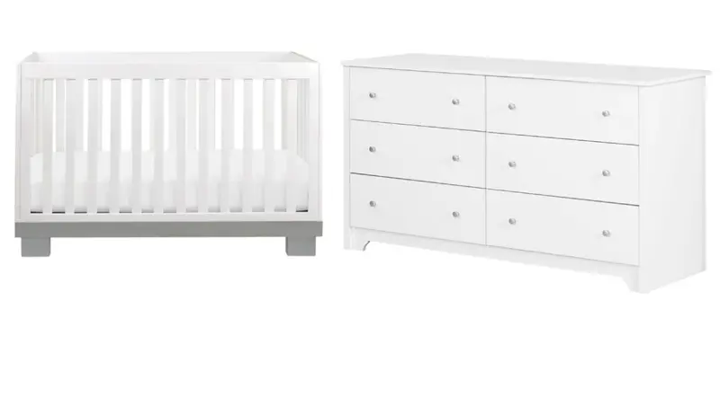 Caspian Two-Piece Nursery Set – White and Grey Combo