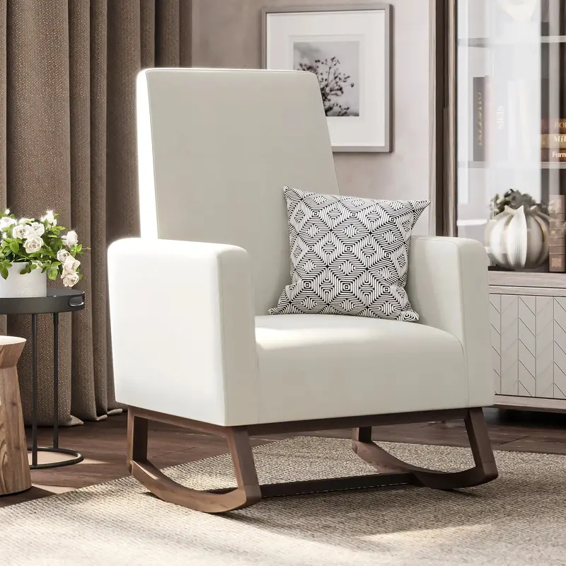 Charles Upholstered Rocking Chair in Beige