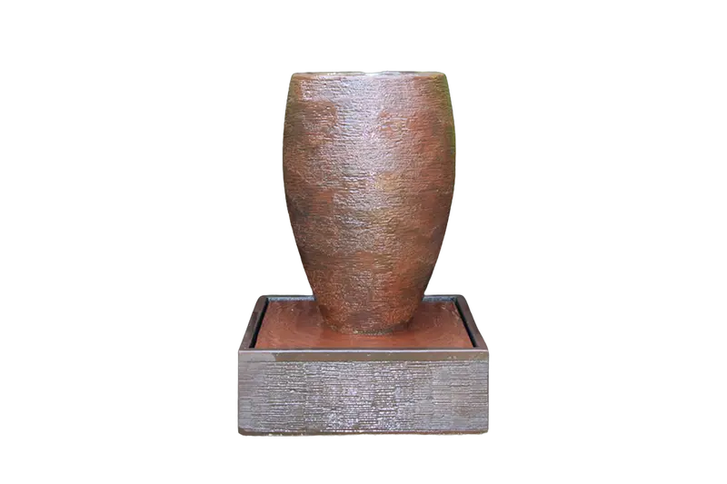Cigar Galleria Fountain with Cylindrical Bronze-Finish Design