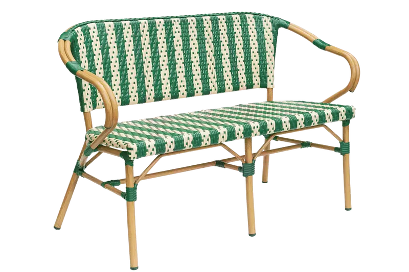 Claire Café Bench with Woven Armrests