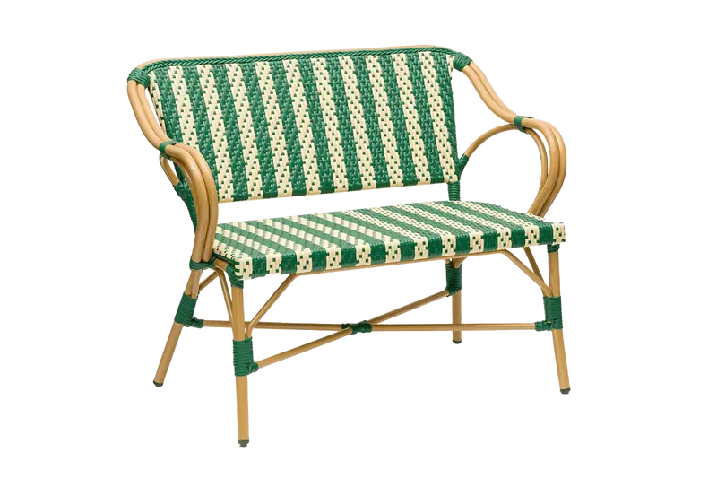 Claire Outdoor Café Bench Featuring Classic French Braiding