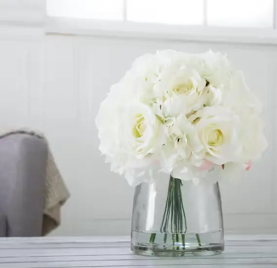 Cream Artificial Hydrangea and Rose Floral Arrangement for Indoor Decor