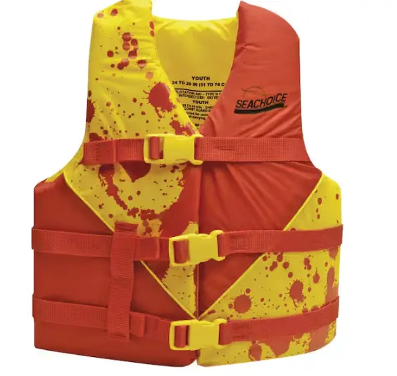 Deluxe Type III USCG-Approved Life Vest – Red and Yellow Safety Floatation Aid