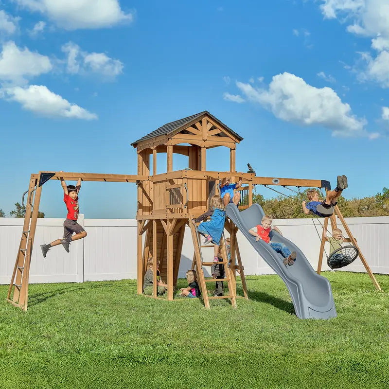 Dover Bay Swing Set with Monkey Bars and Climbing Accessories