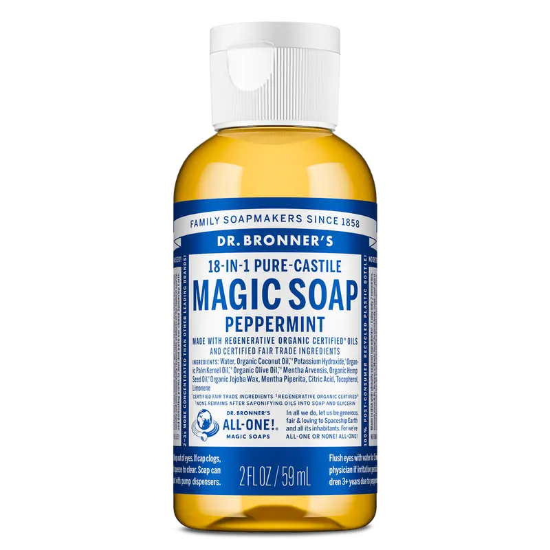 Dr. Bronner’s Pure-Castile Liquid Soap – Peppermint, 3.4 oz
