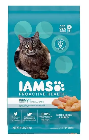 Dry Cat Food Formula for Indoor Adults – Weight & Hairball Support, 16 lb Bag
