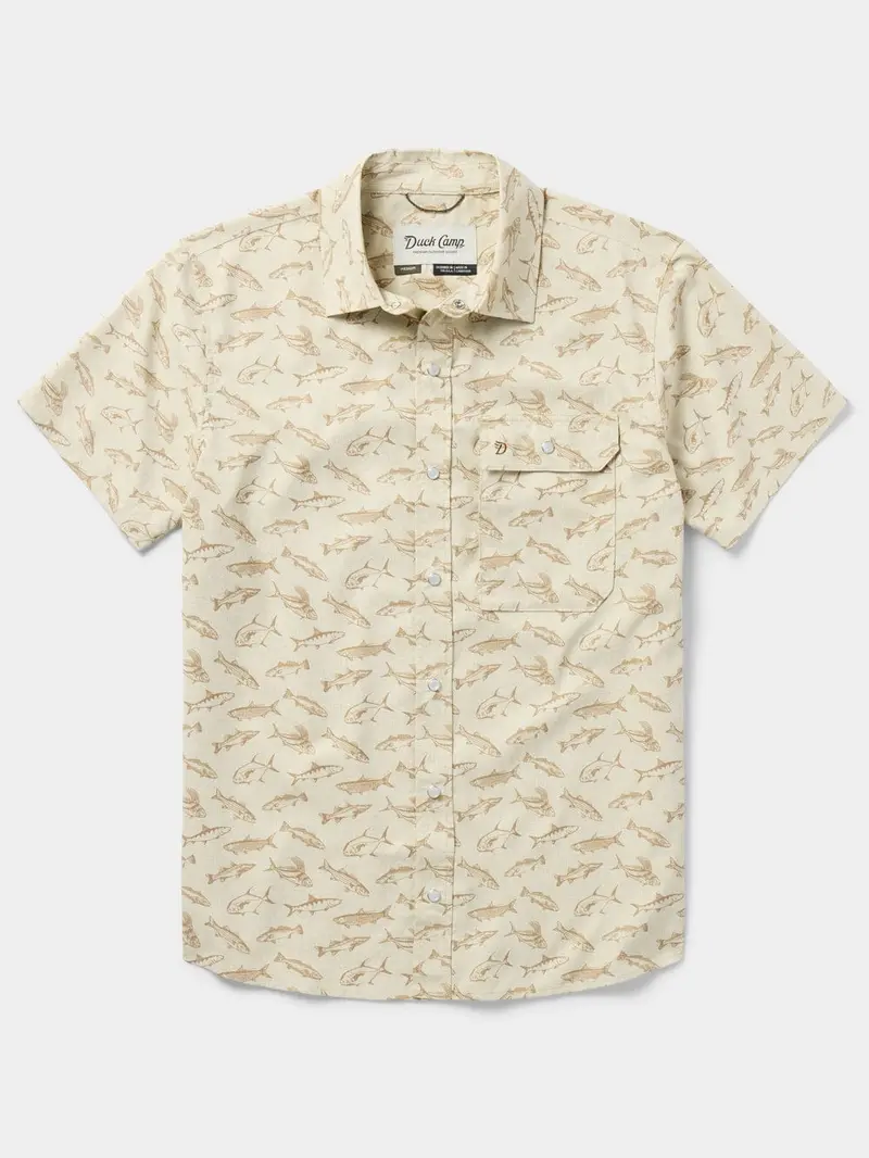 Duck Camp Brrr Performance Short-Sleeve Shirt for Men – Sand Dollar Coastal Frenzy Print