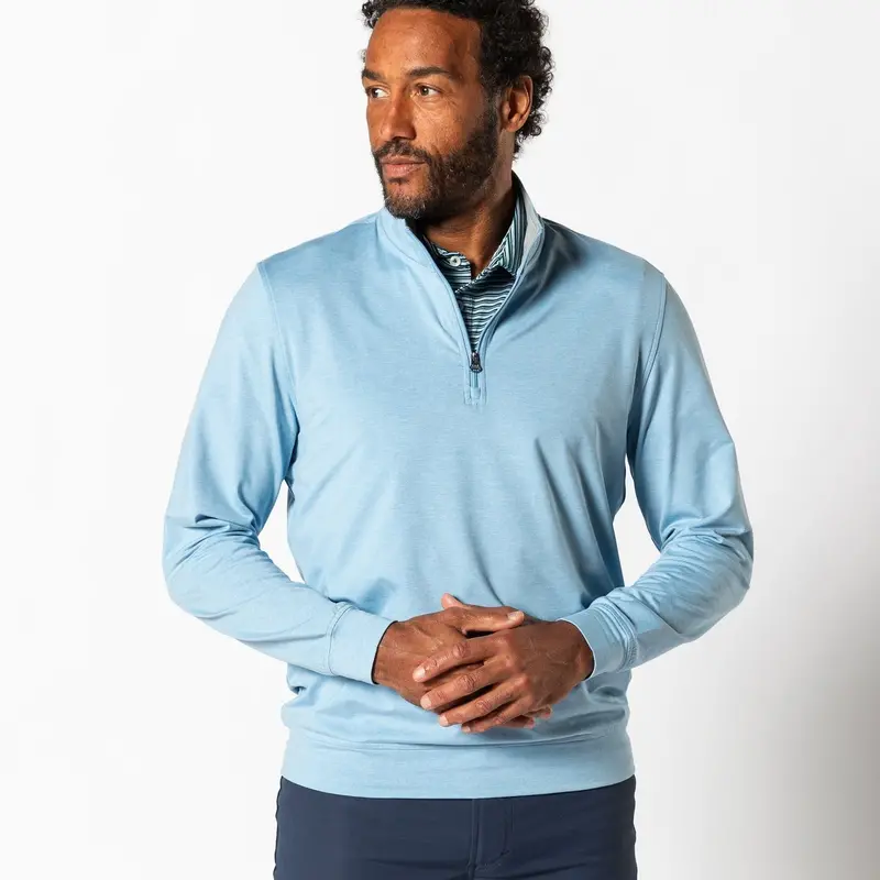 Duck Head Long Drive 1/4-Zip Performance Top for Men – Glacier Blue Heather