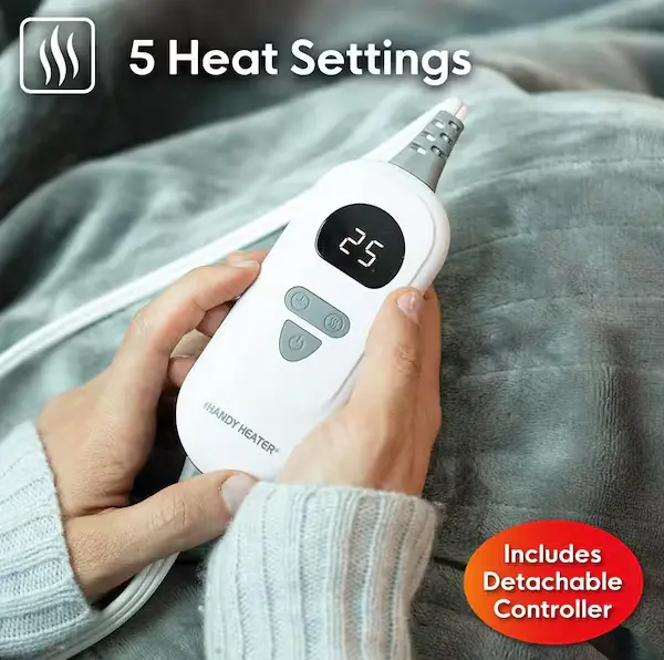 Electric Heated Throw Blanket with Five Customizable Warmth Levels