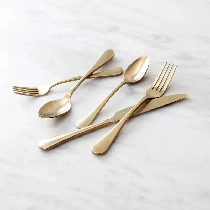 Ellsie Antiqued Champagne Dinnerware Set – 20-Piece Modern Place Setting for Everyday Use