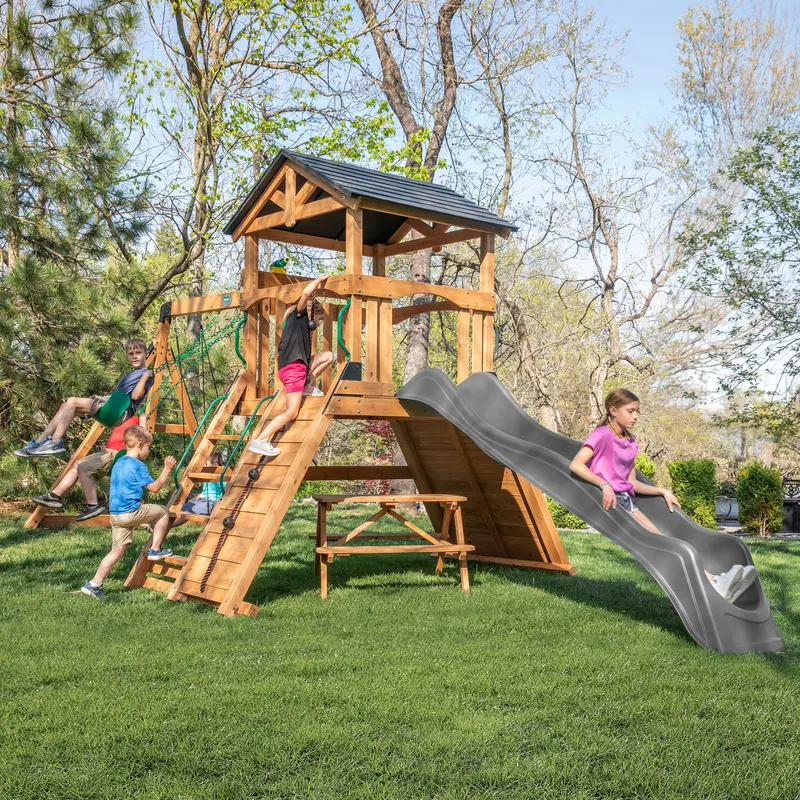 Endeavor II All-in-One Wooden Swing Set with Accessories
