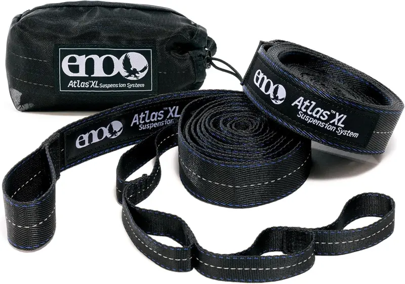 ENO Atlas XL Hammock Straps – Durable Black & Royal Blue Webbing