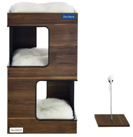 Escher Cat Tree – 23.5-Inch Dark Walnut Multi-Tier Climbing Tower