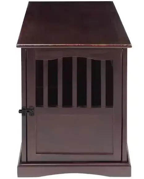 Espresso-Finish Small Pet Crate End Table with Integrated Gate