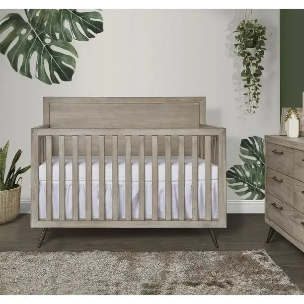Feather Grey 4-in-1 Convertible Crib – Modern Neutral Design
