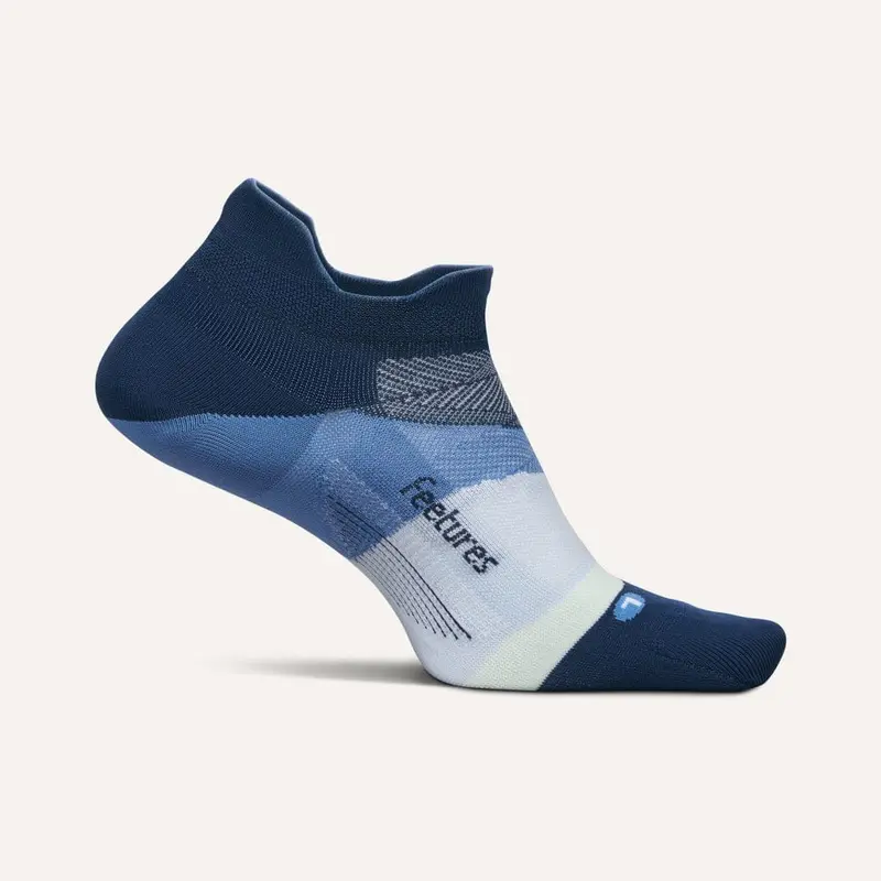 Feetures Men’s Elite Max Cushion No-Show Socks – Blue Wave