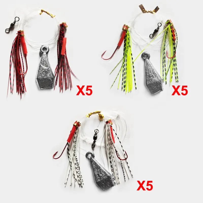 Fifteen Custom Tangle-Free Skirted Flasher Whiting Rigs – Pre-Rigged with Size 4# & 6# Hooks
