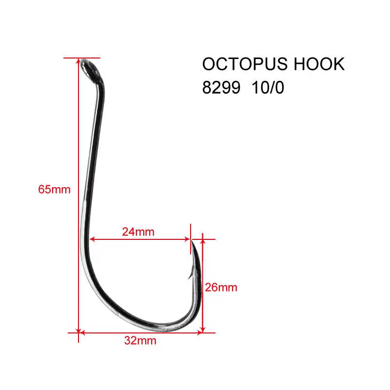 Fifty 10/0 Chemically Sharpened Octopus Hooks – High-Performance Saltwater Fishing Hooks